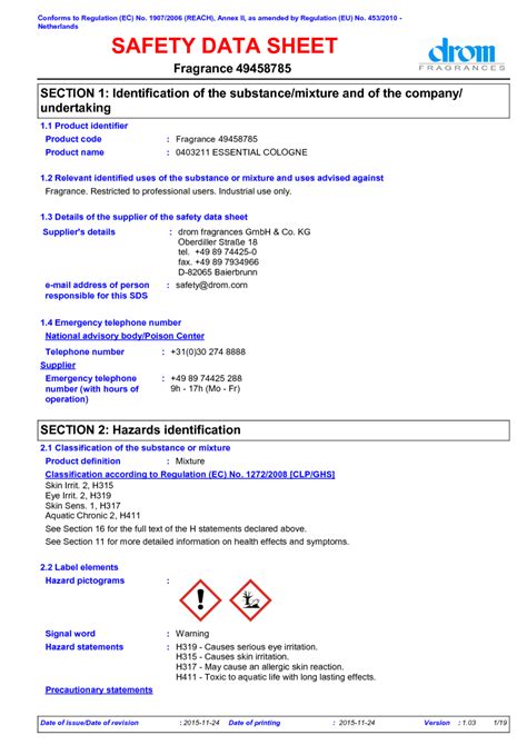 perfume msds